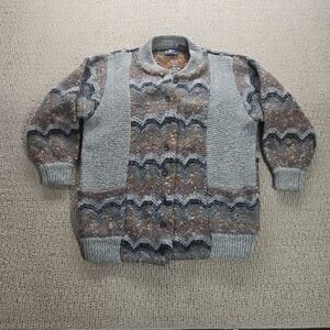 LeRoy Knitwear Sweater Womens Cardigan Medium Long Sleeve Gray Review Measuremnt